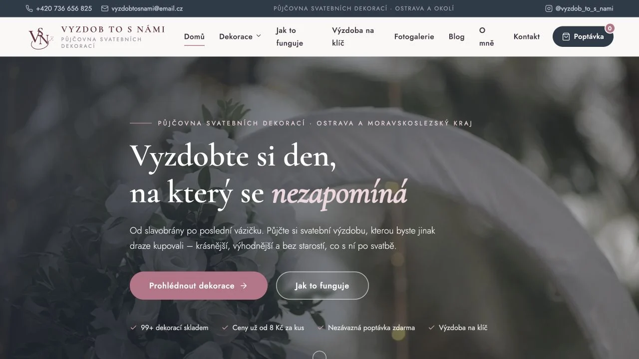 Actual public website preview of Vyzdob to s námi